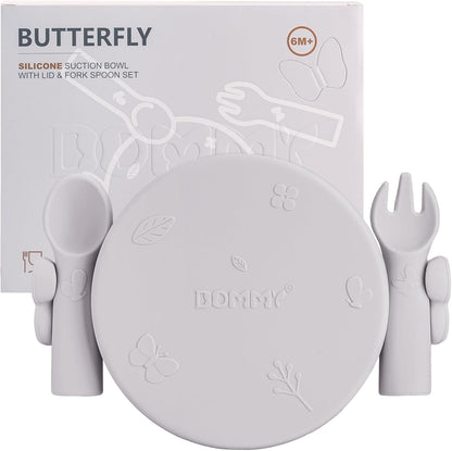 Dommy Baby Bowl with Suction BPA-Free Suction Bowl for Baby with Spoon and Fork Silicone Suction Bowl with Lid