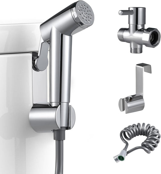 Handheld Bidet Sprayer Kit for Toilet, for Feminine Wash, Bidet Faucet Cloth Diaper, Baby Wash, Pet Wash or Toilet Cleaning, with Spring Type Bidet Hose (White)