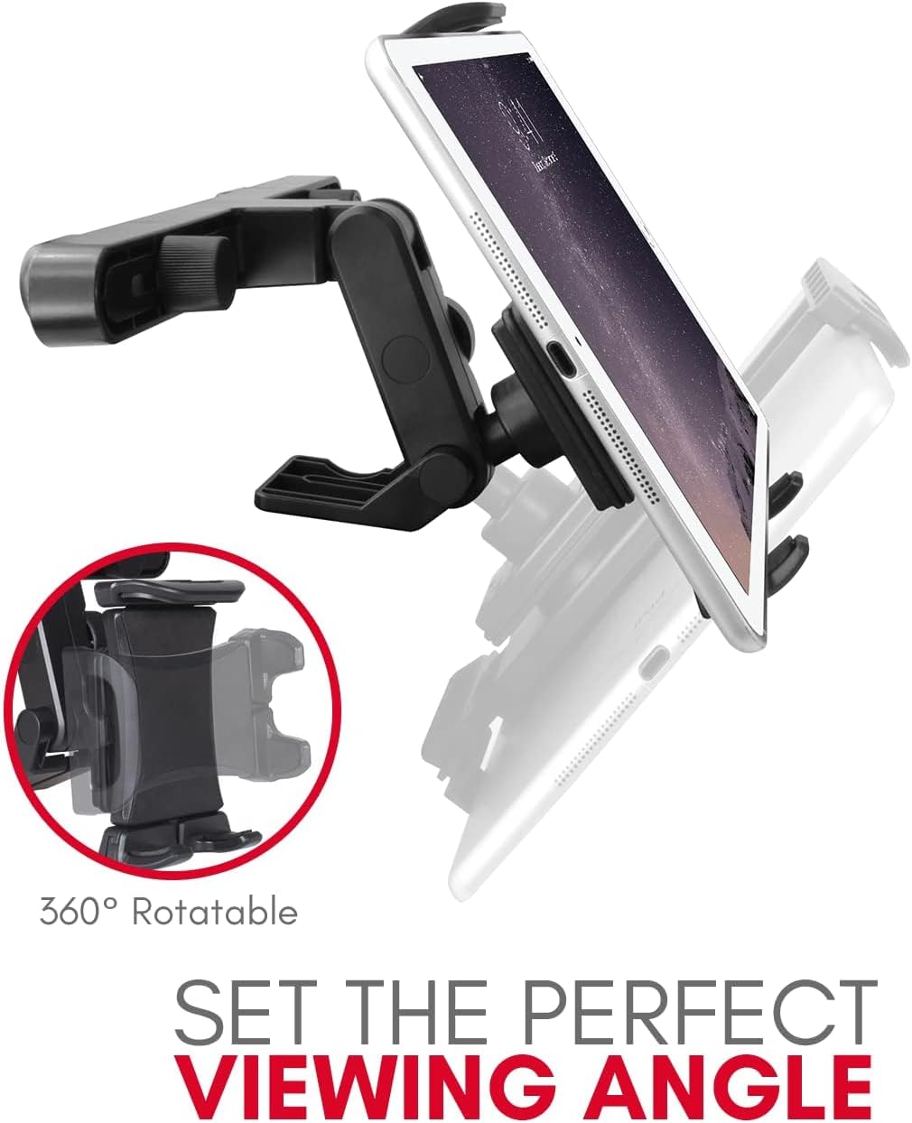 Macally Tablet Holder for Car Headrest | iPad Backseat Mount for Kids | Fits 4.7-11" Devices | Perfect for Long Car Trips