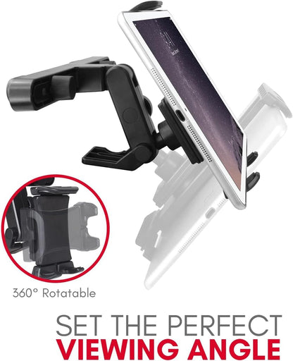 Macally Tablet Holder for Car Headrest | iPad Backseat Mount for Kids | Fits 4.7-11" Devices | Perfect for Long Car Trips