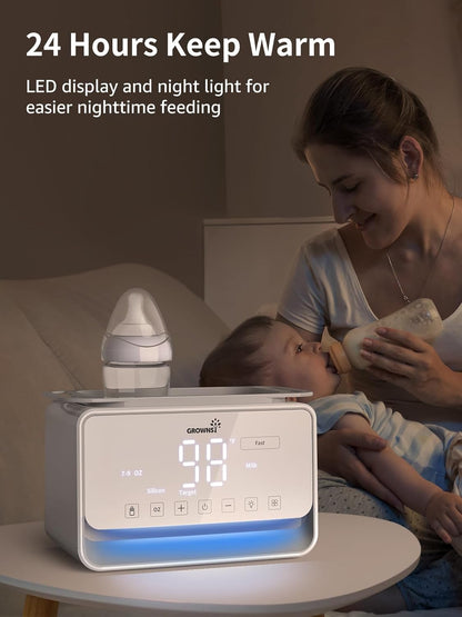 GROWSNY Fast Baby Bottle Warmer, 12-in-1 Milk Warmer with Steam and Water Bath Warming Modes for Breastmilk &Formula, Food Heating,with Thaw, Steri-lize, Egg Boil Function, Fits Most Types of Bottles