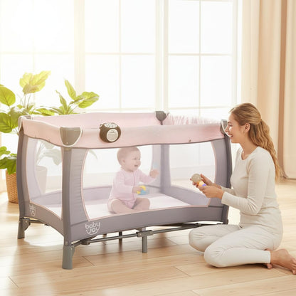 BABY JOY 5 in 1 Pack and Play, Portable Nursery Center Baby Playard w/Bassinet & Diaper Changing Table, Bag, Infant Bassinet Crib Activity Center for Baby Toddlers Indoor Outdoor (Royal Blue, Classic)