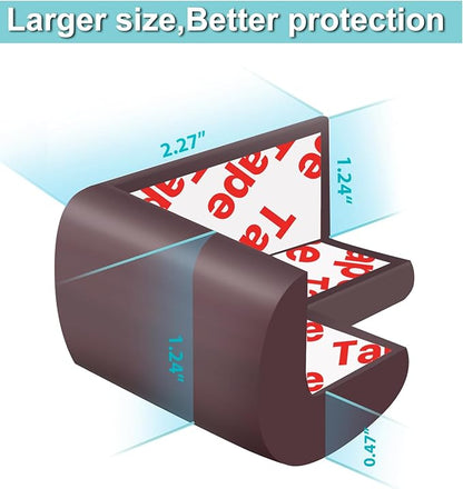 12 Pack Soft Corner Protector Baby Proofing Edge and Corner Guards, Table Corner Protectors for Furniture, Safety Pre-Taped Rubber Corner Covers for Fireplace, Stair, Cabinet (Brown)