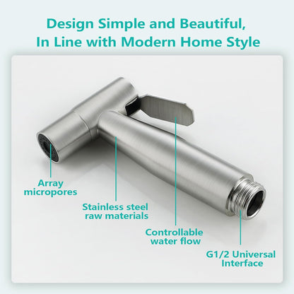 BARROCK 2 Pack Bidet Sprayer Head Only, Stainless Steel Handheld Shattaf Jet Spray for Toilet, Baby Cloth Diaper Sprayer with Adjustable Water Pressure Control, Brushed Nickel