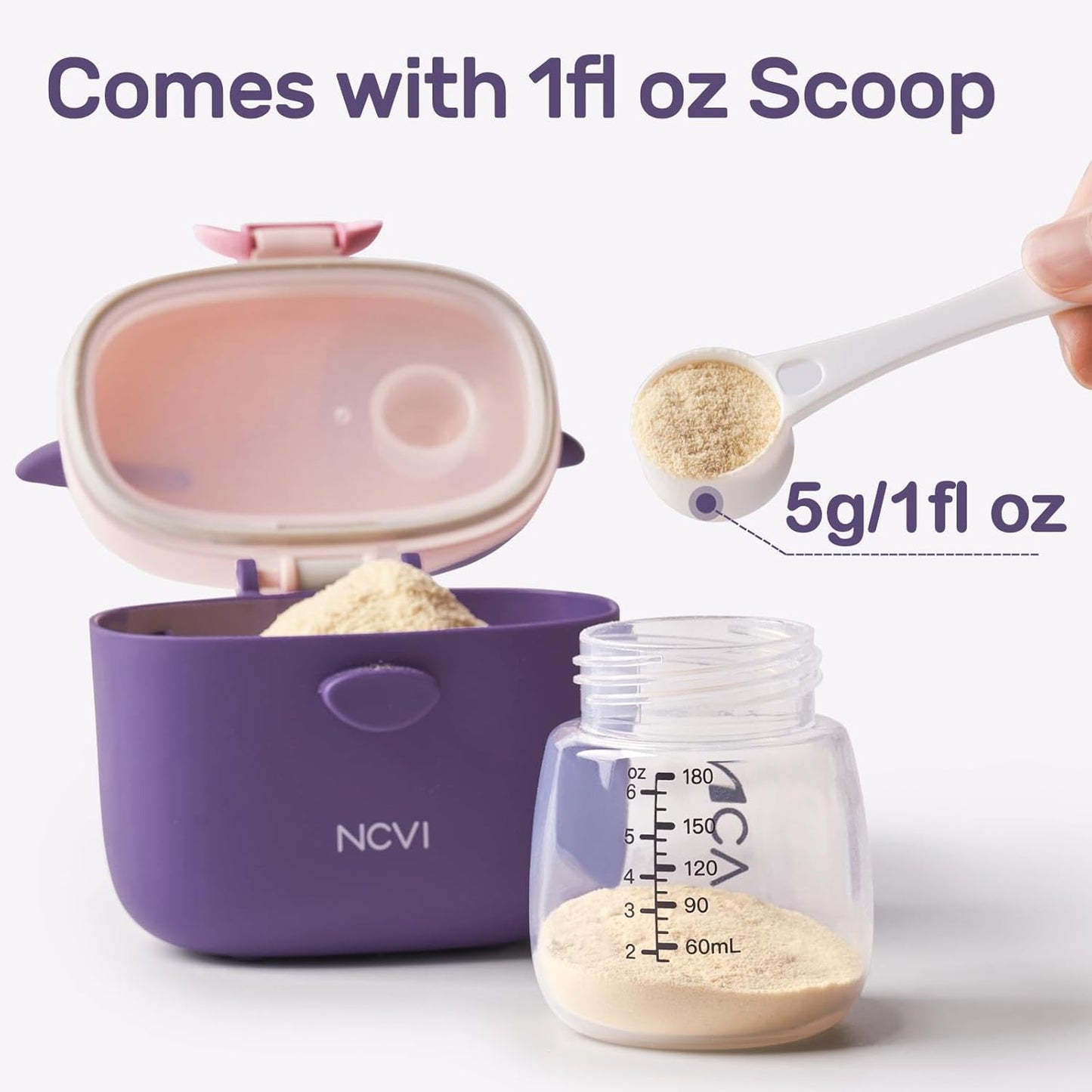 NCVI Baby Formula Dispenser On The Go, Formula Container To Go, Formula Holder for Travel, Outdoor Picnic with Baby Infant, Portable Container for Milk Powder, Snacks, Candy, Fruits (Pink)