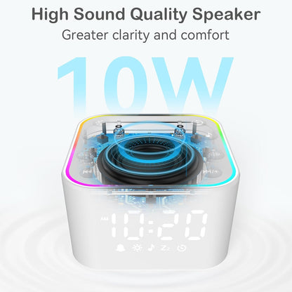 Sound Machine with Alarm Clock: 30 Non-Looping Sleep Sounds - White Noise Alarm Clock for Natural Wake Up - Adjustable Volume & Light, Memory Function, Sleep Timer (Black)