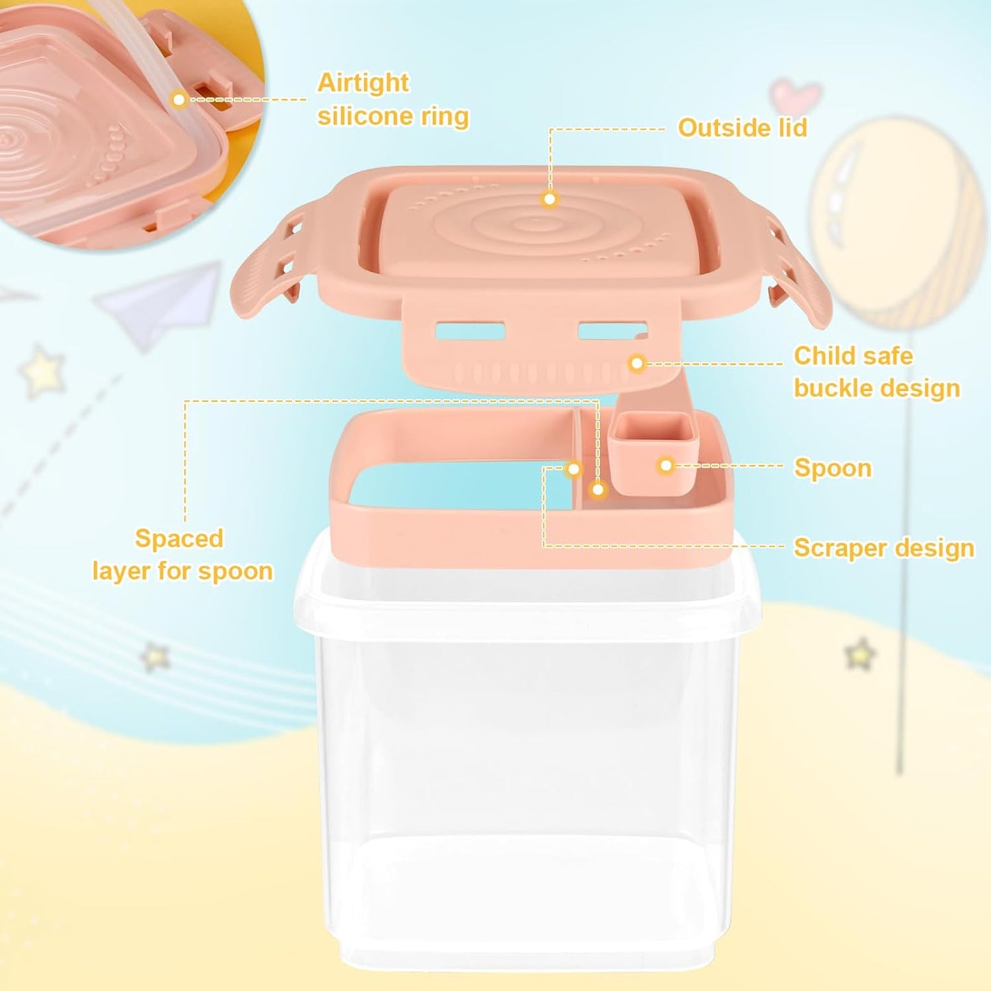 Accmor Formula Dispenser On The Go, Formula Container to Go, Portable Milk Powder Kids Snack Container with Scoop for Infant Toddler Travel Outdoor Picnic