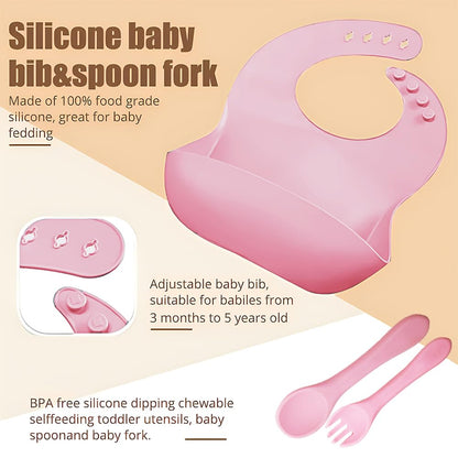 Silicone Baby Feeding Set,Miicasa Baby Led Weaning Supplies Kit With Suction Bowl & Car Plate, Bib, Spoon, Fork, Cup - Food-Grade Silicone, Dishwasher-Safe, No BPAs - For 3+ Months