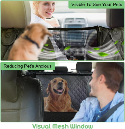 Vailge 100% Waterproof Convertible Dog Car Seat Covers, Waterproof Dog Seat Cover with Mesh Window, Heavy Duty seat Cover for Dogs, Dog car Hammock Pet Seat Cover for Cars Trucks suvs,Black,Standard