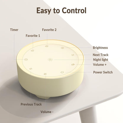 Kipcush White Noise Machine for Sleeping, 20 Soothing Sounds Including White Pink Brown Noise, Fan and Nature, Custom Shortcut Buttons, Dimmable Night Light, 8 Hour Timer, USB Powered