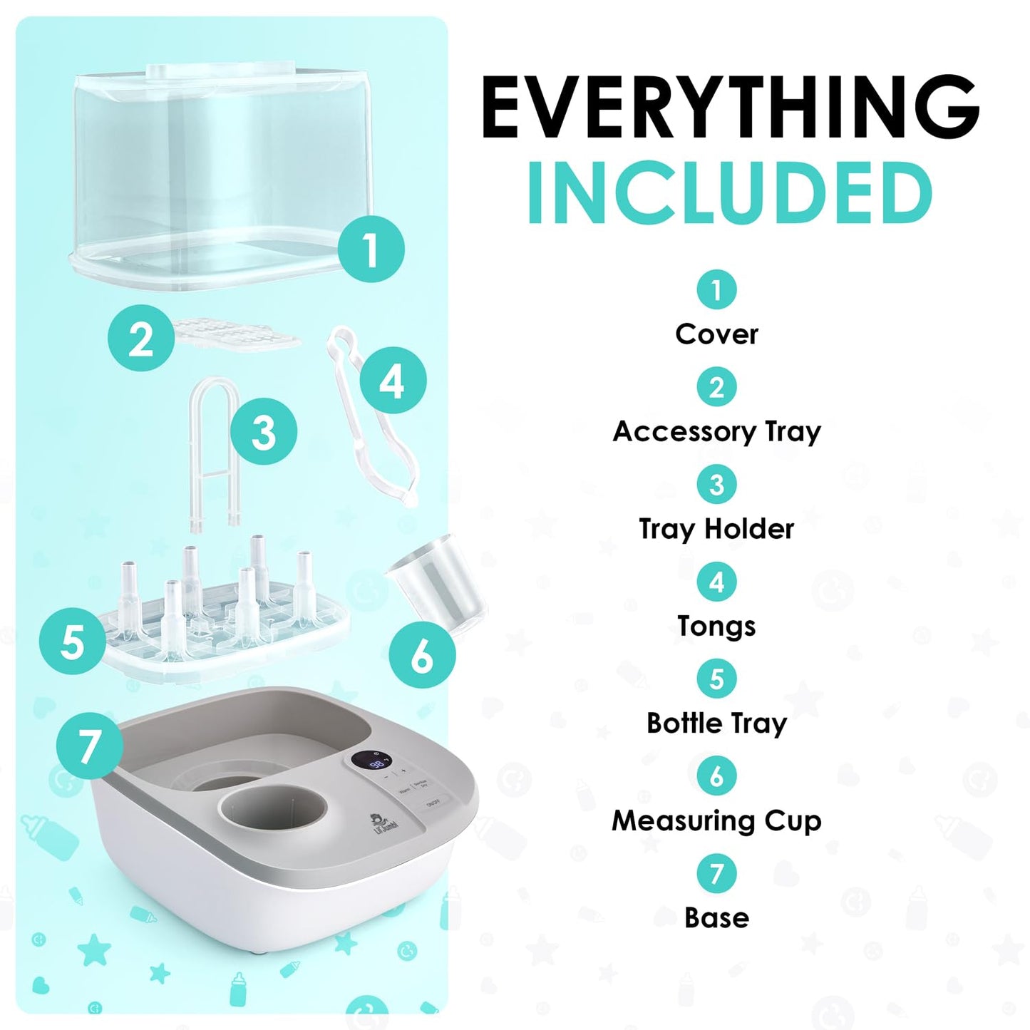 Lil' Jumbl 2-in-1 Baby Bottle Sterilizer & Warmer – Time-Saving Sterilizer & Dryer for Baby Bottles, Pacifiers, Pump Parts & Essentials – Features Precise Temperature Control Bottle Warmer