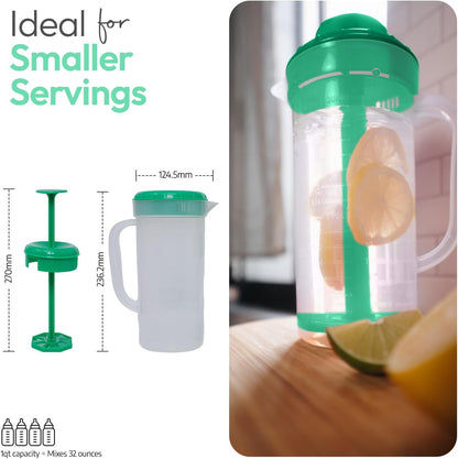 JBK Pottery 1 Quart Plastic Mixing Pitcher with Mixing Lid, BPA Free, Shatterproof Beverage Jug for Iced Tea, Lemonade, Juices, Milk – Leak-Proof, Easy Stirring, Dishwasher Safe | Blue