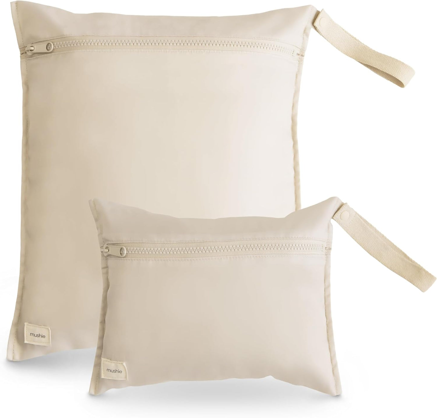 mushie Water Resistant Wet Bags | Large & Small Reusable Storage Bag for Baby Items and Travel | Zippered Pockets with Handle | Machine Washable, Set of 2 (Pastel Blooms)