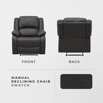 Lexicon Manual Glider Recliner Sofa Chair, Home Theater Seating, Wall Hugger Manual Reclining Nursery Chair for Bedroom/Living Room/Office/Apartment, Grey Chenille