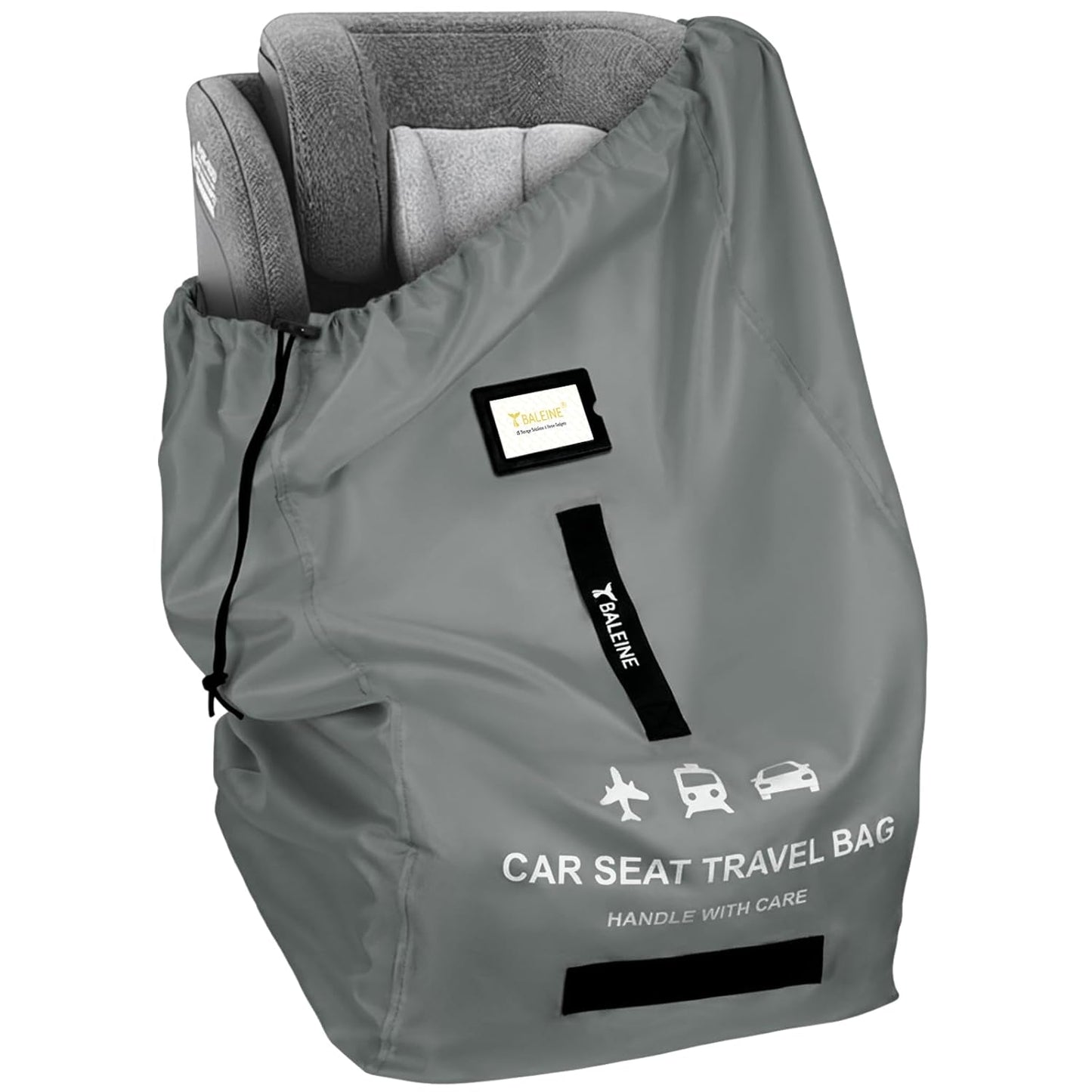 BALEINE Car Seat Travel Bag for Airplane, Water-Resistant Car Seat Bags for Air Travel, Foldable Cover with 3 Handles, Fits Toddler Carseat, Convertible and Booster Seats (Red)