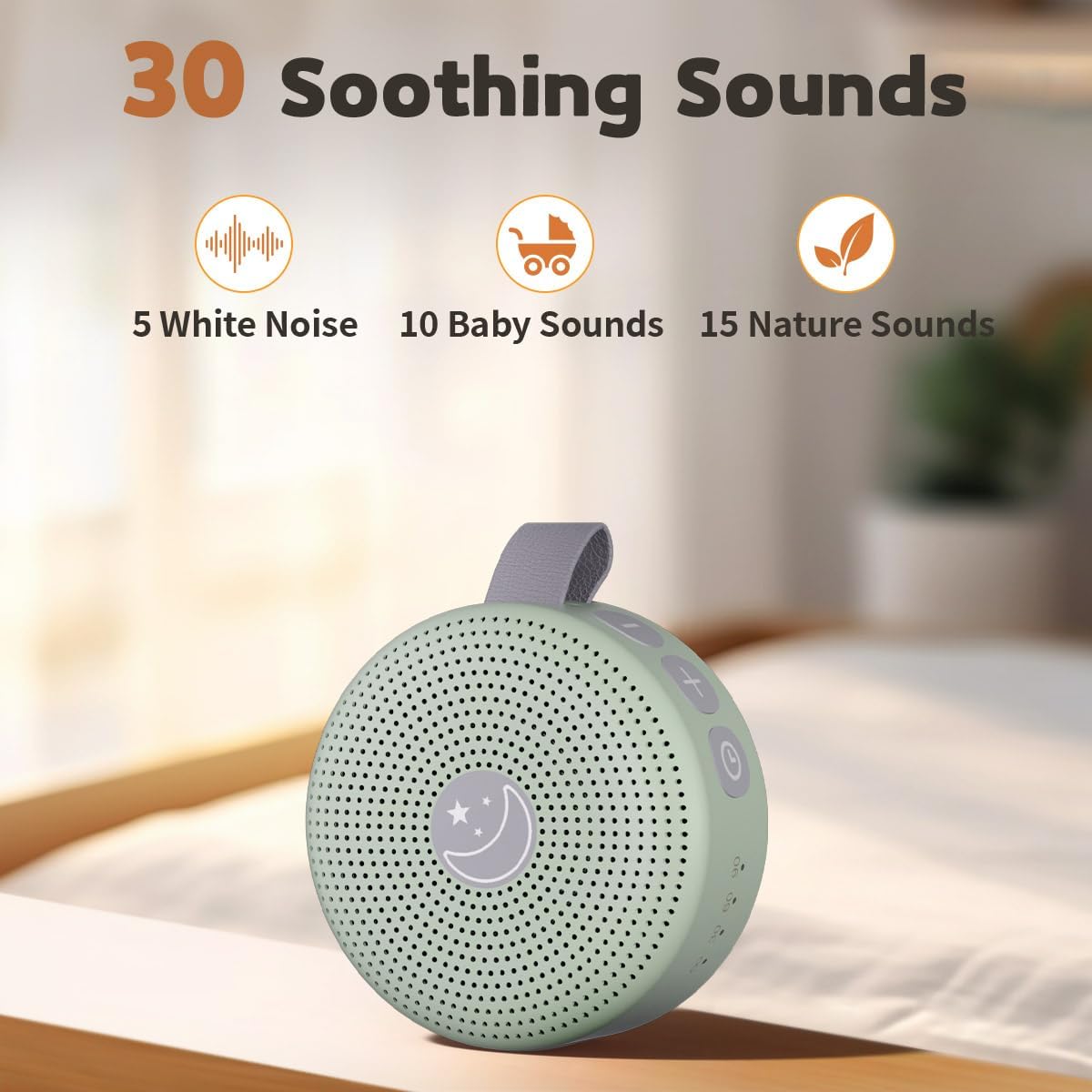 Battery Sound Machine Mini White Noise Machine Baby Shushing Portable Brown Noise Machine 30 Soothing Sounds for Kids Adults Dogs Auto-Off Timer 32 Volume Levels Sleep Machine for Home Office Privacy