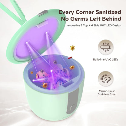 MomMed Portable Pacifier Sanitizer with Smart Display, Dual 60/180s Disinfection Modes, Auto Shut-Off, UV Pacifier Holder Case for Baby Pacifiers, Teethers, Bottle Nipples and More(Pink)