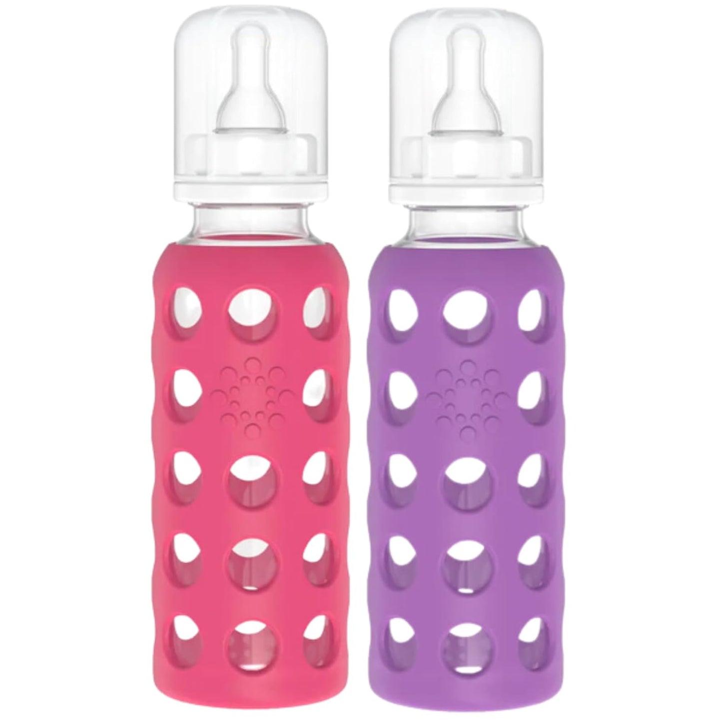 Lifefactory Glass Baby Bottle BPA Free | Protective Silicone Sleeve | 9 oz Pack of 2 | Mango, Kale
