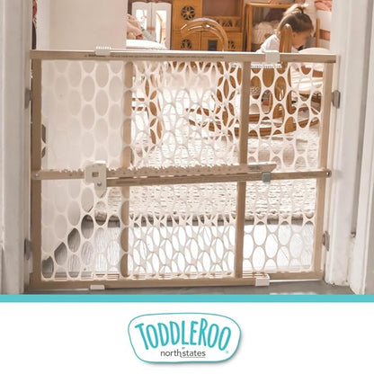 Toddleroo by North States - Quick-Fit Oval Mesh Wooden Baby Gate: Pressure Mounted Baby Gate for Doorways - Adjustable 26.5 to 42 Inches Wide - 23 Inches Tall