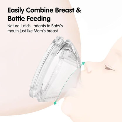 Aynmer Natural Flow Baby Bottle Silicone Nipple，0+ Months, 4 Counts (L)