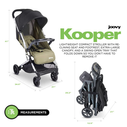 Joovy Kooper X2 Double Stroller, Lightweight Travel Stroller, Compact Fold with Tray, Black