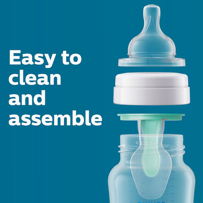 Philips Avent Anti-Colic Bottle with AirFree Vent, 4oz, with Flow 1 Nipples, 0m+, 4pk, Clear, SCY701/04