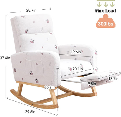 HCHAIRH Rocking Chair Nursery, Nursing Rocking Chairs with Foot Rest for Mom Nursery, Glider Rocker Chair with Footrest and High Backrest for Living Room, Bedroom, Beige