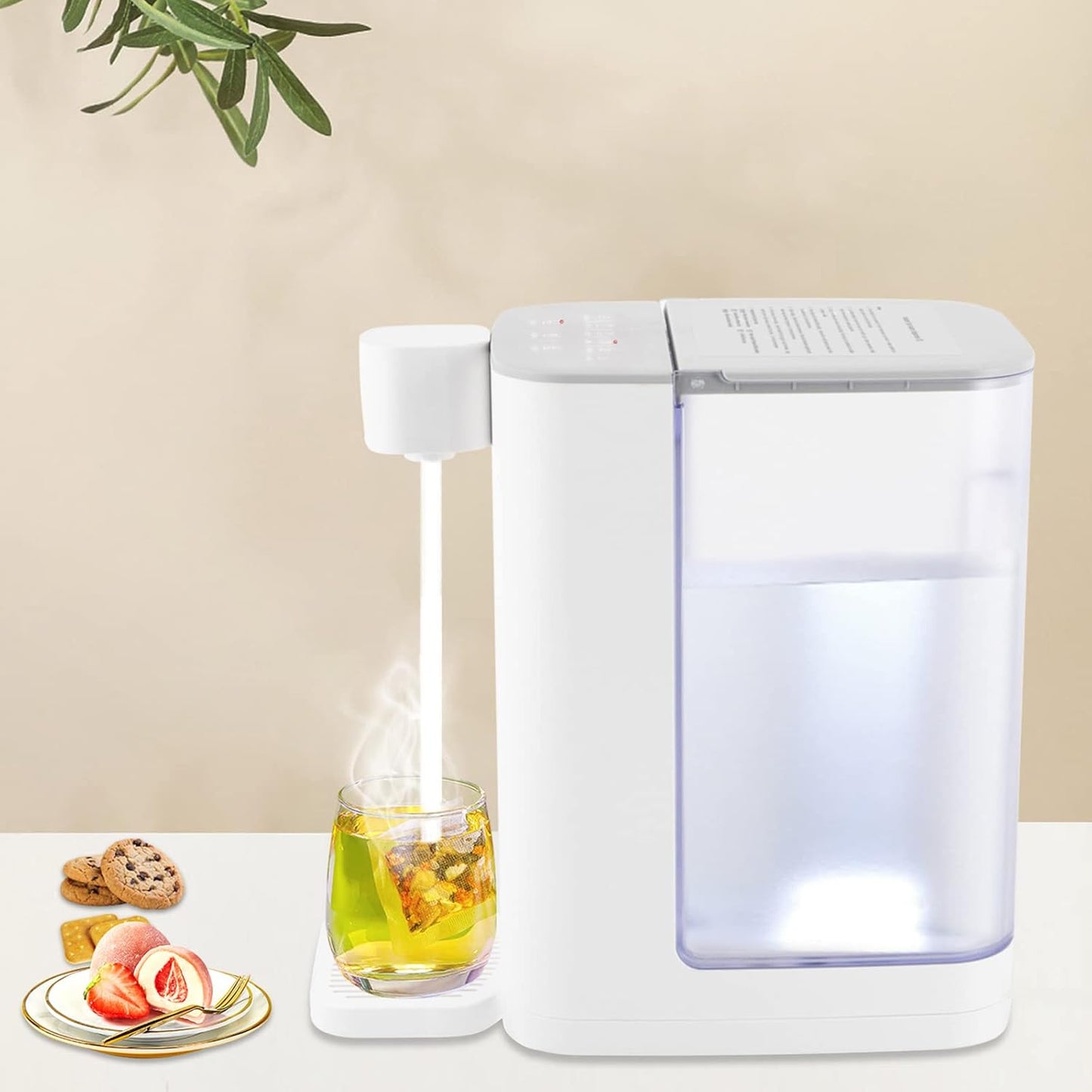 Instant Hot Water Dispenser 3L/102 OzCountertop Water Boiler & Warmer for Tea, Coffee and Baby Formula, Adjustable 5 Temperatures & 2 Water Outputs (White)