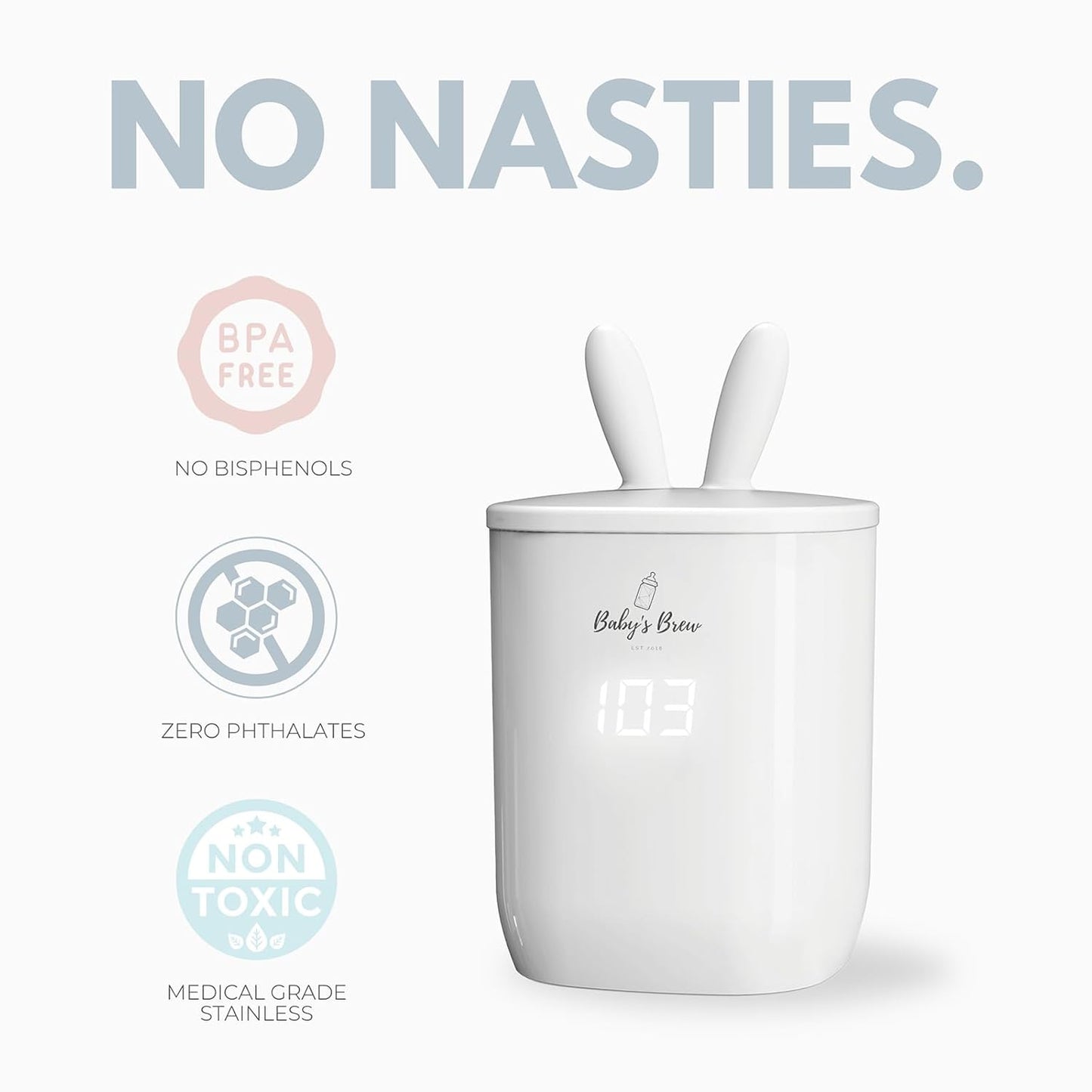 Baby's Brew Portable Bottle Warmer with MAM Adapter – Cordless Baby Bottle Warmer for Breastmilk & Formula, Rechargeable, Leak-Proof, Travel-Friendly Milk Warmer, White