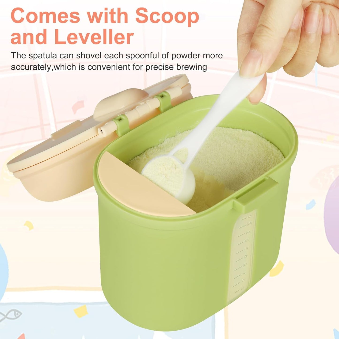 Accmor Baby Formula Dispense On The Go, Portable Milk Powder Formula Dispenser with Scoop,Formula Containers for Travel Hold 8.5oz/240g Formula,Green
