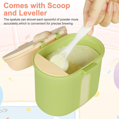 Accmor Baby Formula Dispense On The Go, Portable Milk Powder Formula Dispenser with Scoop,Formula Containers for Travel Hold 8.5oz/240g Formula,Green