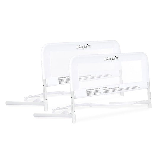 Dream On Me Lightweight Mesh Security Adjustable Bed Rail Double Pack with Breathable Mesh Fabric in White, 2 Count (Pack of 1)