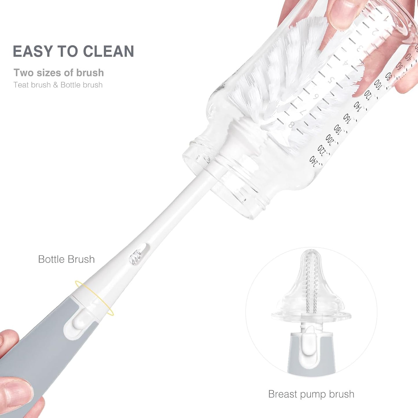 Baby Bottle Drying Rack with Tray, Termichy High Capacity Bottle Dryer Holder for Bottles, Teats, Cups, Pump Parts and Accessories, Gray