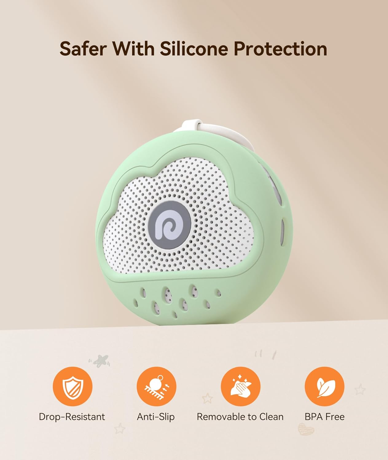 Dreamegg White Noise Machine - Portable Sound Machine Baby with Safe Silicone Cover, Features Powerful Battery, 21 Soothing Sound, Noise Canceling for Sleeping, Baby Registry Gift, Nursery(Blue)