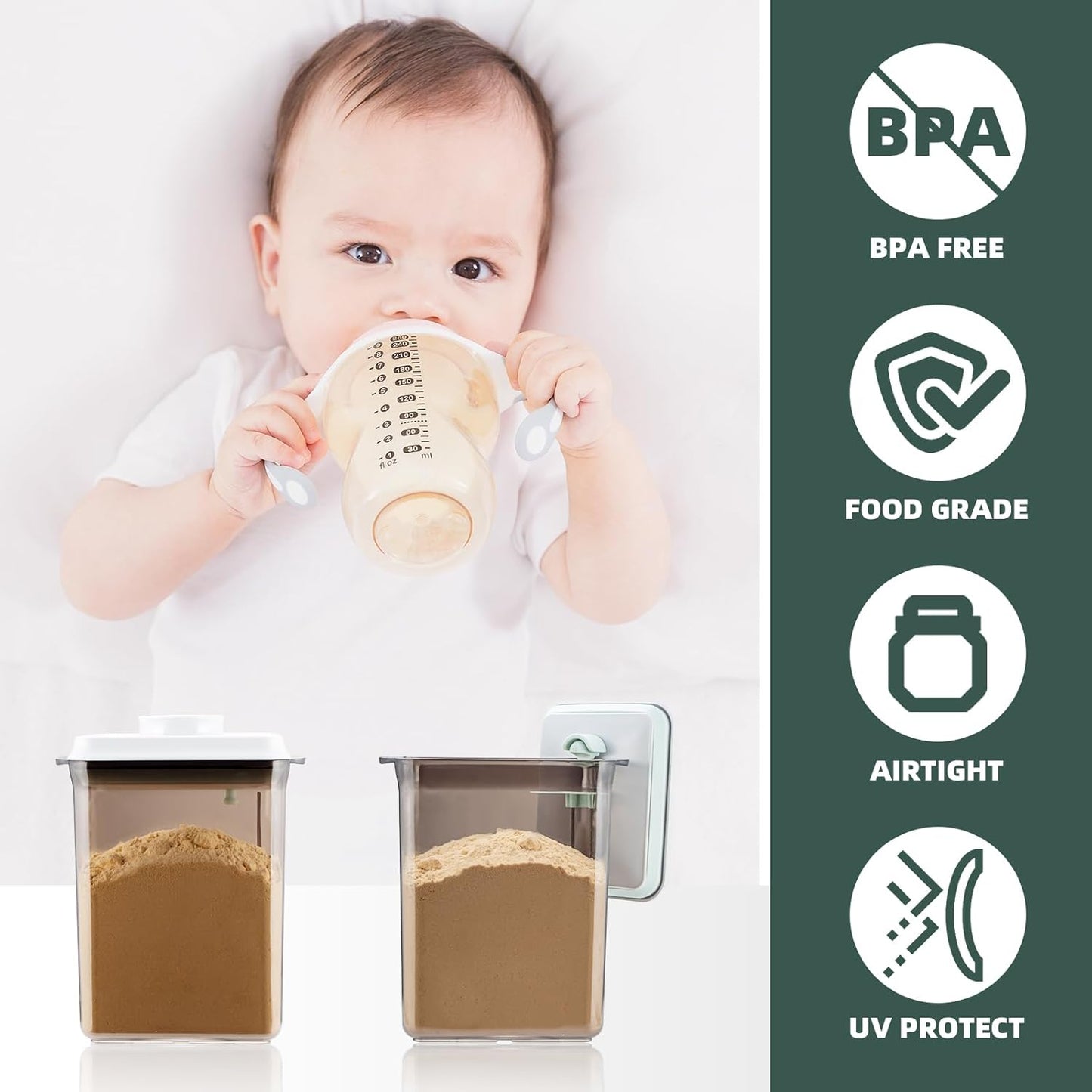 Formula Container to Go- 1700ml Pop Top Milk Powder Container, BPA-Free Airtight Formula Dispenser with Scoop and Scraper, 21OZ, 1.32LB, 600g, Clear