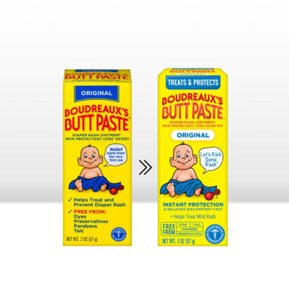 Boudreaux’s Butt Paste Diaper Rash Ointment, Baby Rash Cream Skin Protectant, Fast Relief for Diaper Rash, Soothing Barrier Cream, Original, 2 Ounce Tube (Pack of 6)