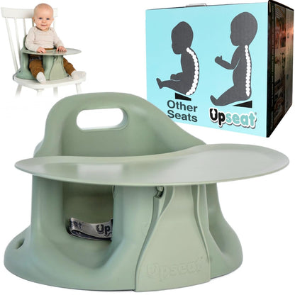 Upseat – The Original Ergonomic Baby Floor & Booster Seat with Tray, Developed with Physical Therapists for Upright Posture & Healthy Hip Development, 4–24 Months, Dishwasher-Safe Extra-Large Tray