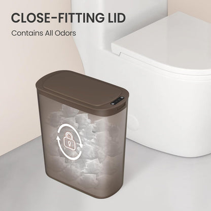 Cesun Automatic Motion Sensor Bathroom Trash Can with Lid, 2.6 Gallon Touchless Trash Bin, Smart Plastic Slim Garbage Can Small White Wastebasket for Toilet, Office, rv, Bedroom, Living Room