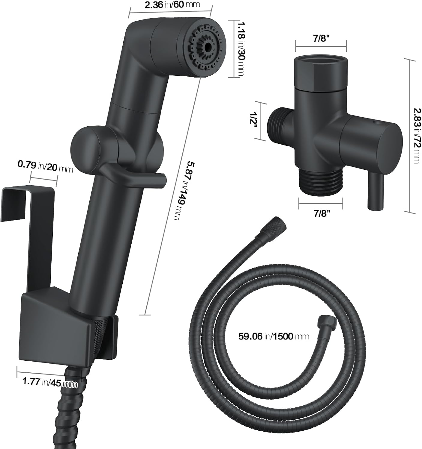 JONKEAN Muslim Shower, Water Pressure Control Toilet Bidet Sprayer, Multi-Function Diaper Sprayer for Toilet, Hand Held Bidet Set Sprayer with Hose, Bracket and T-Valve (Chrome)
