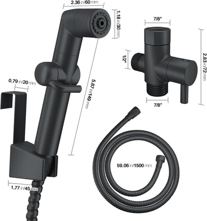 JONKEAN Muslim Shower, Water Pressure Control Toilet Bidet Sprayer, Multi-Function Diaper Sprayer for Toilet, Hand Held Bidet Set Sprayer with Hose, Bracket and T-Valve (Chrome)