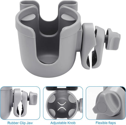 Accmor Stroller Cup Holder with Phone Holder, Bike Cup Holder, Universal Cup Holder for Uppababy Nuna Doona Strollers, 2-in-1 Cup Phone Holder for Stroller Bike Accessory