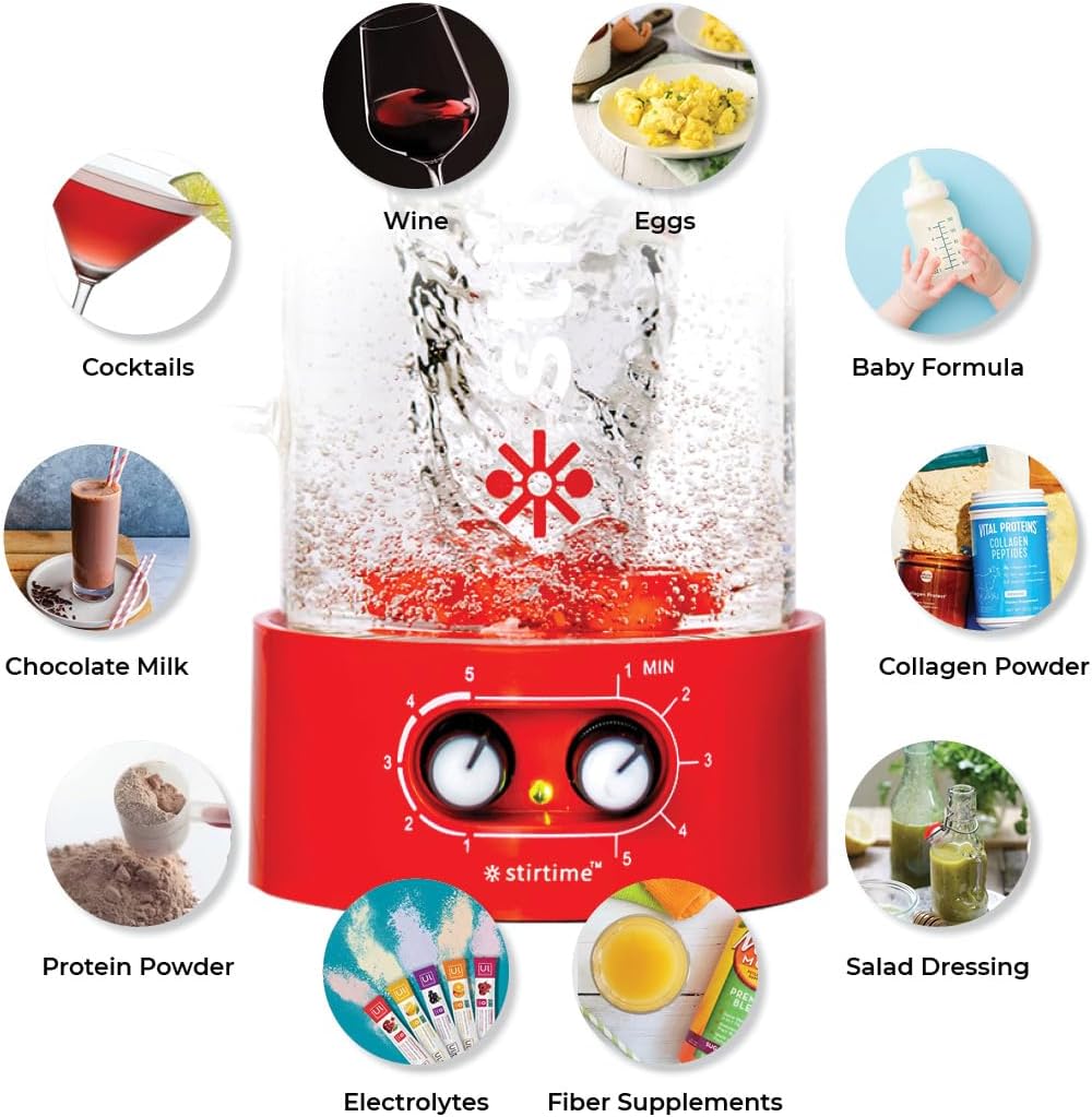Portable Rechargeable Magnetic Mixer for Protein Powder, Baby Formula, Aerates Wine, Kid Safe, No Sharp Blades, No Air Bubbles or Clumps, 20oz Travel Bottle+16oz Glass Pitcher, USA by Stirtime