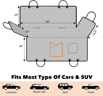 Kytely Dog Car Seat Cover for Back Seat,600D Heavy Duty Dog Hammock for Car with Side Flap,100% Waterproof Pet Backseat Cover, Anti-Scratch Nonslip Pet Seat Protector for Cars Trucks and SUV