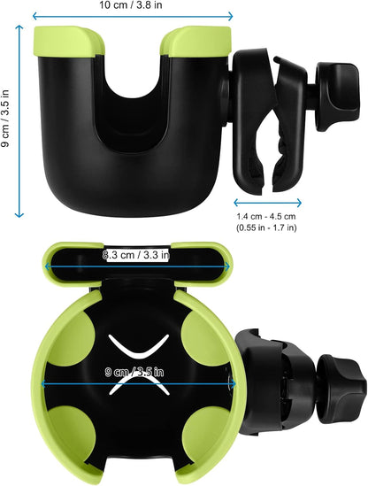 Accmor Stroller Cup Holder with Phone Holder, Bike Cup Holder, Universal Cup Holder for Uppababy Nuna Doona Strollers, 2-in-1 Cup Phone Holder for Stroller Bike Accessory