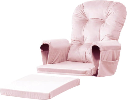 Lucky Monet 5Pcs Glider Rocker Replacement Cushions - Velvet Glider Cushions Replacement Set with Side Storage Pockets, Thick Glider Chair Cushions Washable & Non Slip, Cushion ONLY - Beige