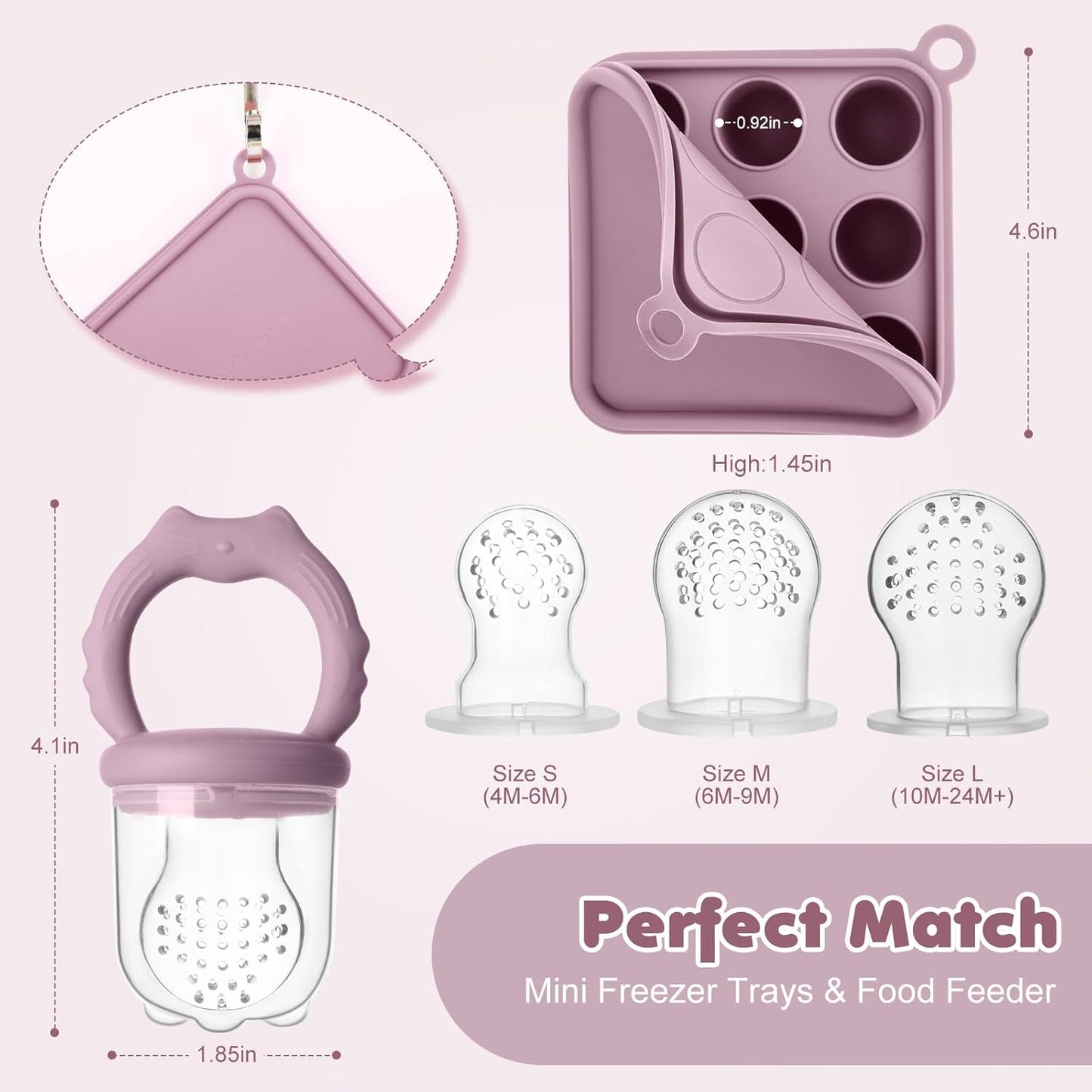 Baby Fruit Food Feeder Breastmilk Popsicle Molds, Silicone Food Freezer Tray for Cooling Teething Relief, Baby Food Feeder for Safe Infant Self Feeding, Includes 3 Extra Food Pacifier