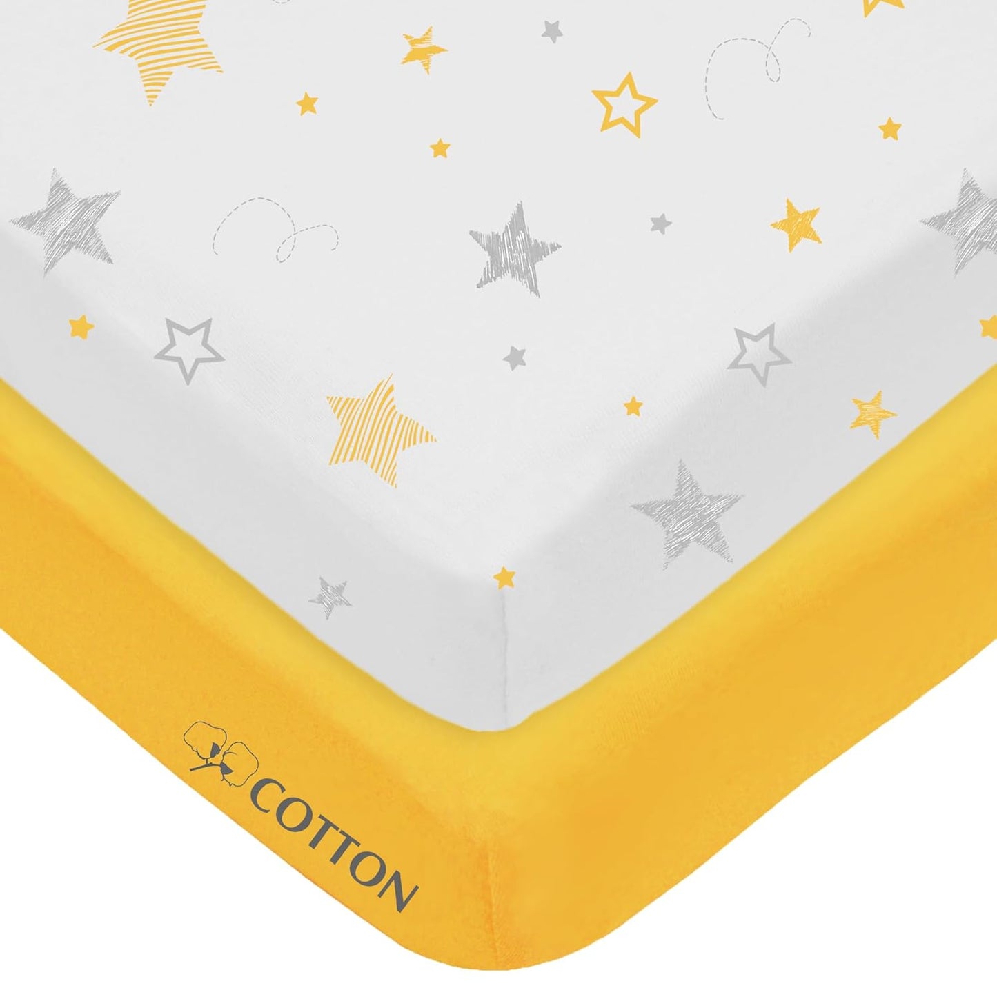 American Baby Company 2 Pack 100% Natural Cotton Fitted Pack and Play Sheets 39" x 27" - Soft & Breathable Pack N Play Sheets for Playard & Mini Crib Mattress, Pink Stars/Zigzag, for Boys & Girls