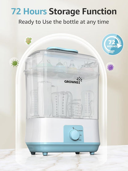 Grownsy Adjustable 4 in 1 Large Bottle Sterilizer and Dryer, 8 Bottles Capacity,Electric Steam Baby Bottle Sterilizer, Sanitizer for Baby Bottles & Pacifiers, Breast Pump Parts