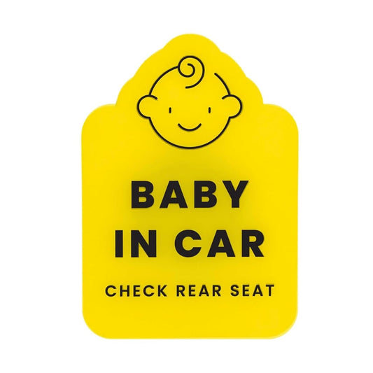 Baby in Car Reminder Vent Clip - Removable Clip-On Sign for Infant Car Safety - Bright Yellow Portable Lightweight Handmade Baby in Vehicle Reminder