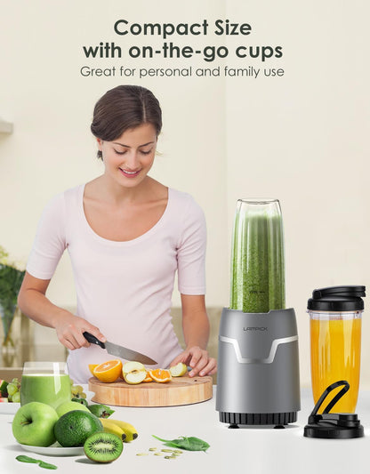 Smoothie Blender, 1100W Personal Blender for Shakes and Smoothies, Blenders and Grinder Combo for Kitchen with 2 * 22 Oz To-Go Cup and Lid for Protein Shake, Baby Food, Frozen Drink